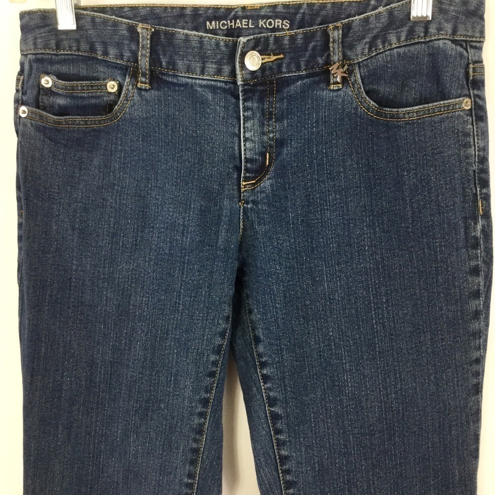 MICHAEL Kors Low-Rise Bootcut Jeans with Silver Studded Back Pockets Size 8 - Picture 4 of 9